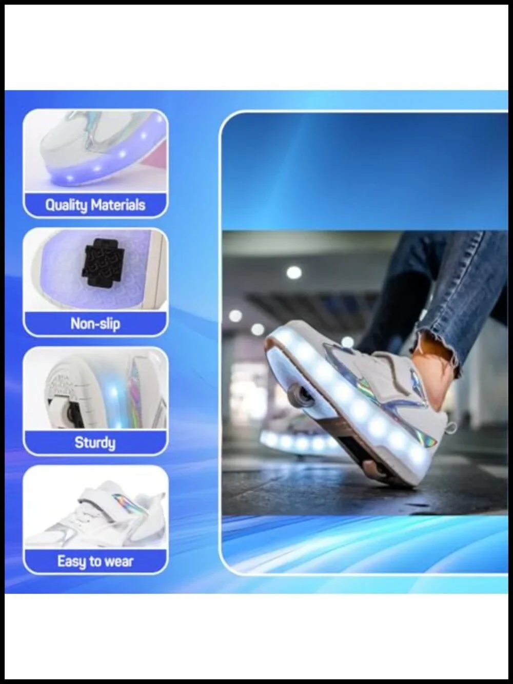 Kids Roller Skate Shoes with Wheels USB Rechargeable LED Sneakers